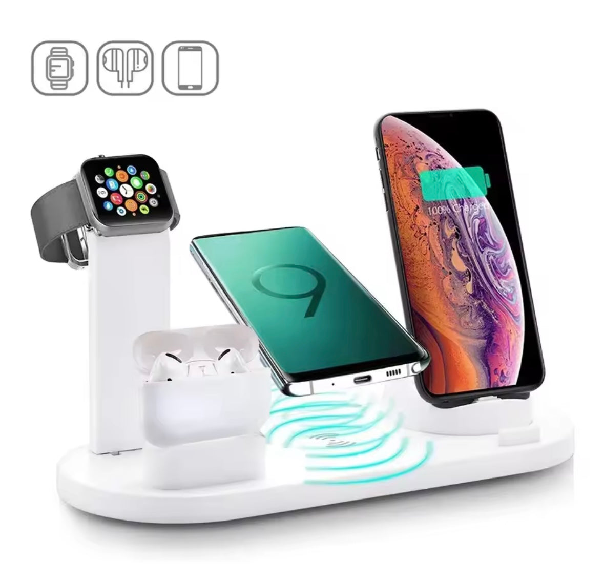 100W 7 In 1 Wireless Charger Stand For iPhone 16-12 Apple Watch 9/8/7/6 Airpods Pro2/1 Phone Chargers Fast Charging Dock Station