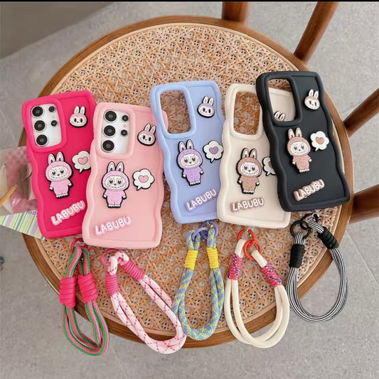 Cartoon Labubu Phone Case for Samsung Galaxy A06 A55 A35 S21 FE S25 S24 S22 Ultra S23 Plus A54 A34 Soft Cover