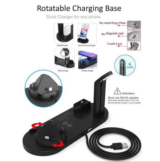 100W 7 In 1 Wireless Charger Stand For iPhone 16-12 Apple Watch 9/8/7/6 Airpods Pro2/1 Phone Chargers Fast Charging Dock Station